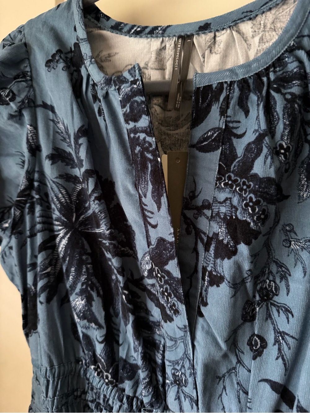 NWT Anthropologie Somerset Blue Floral Mini Dress Size Large - Picture 9 of 11